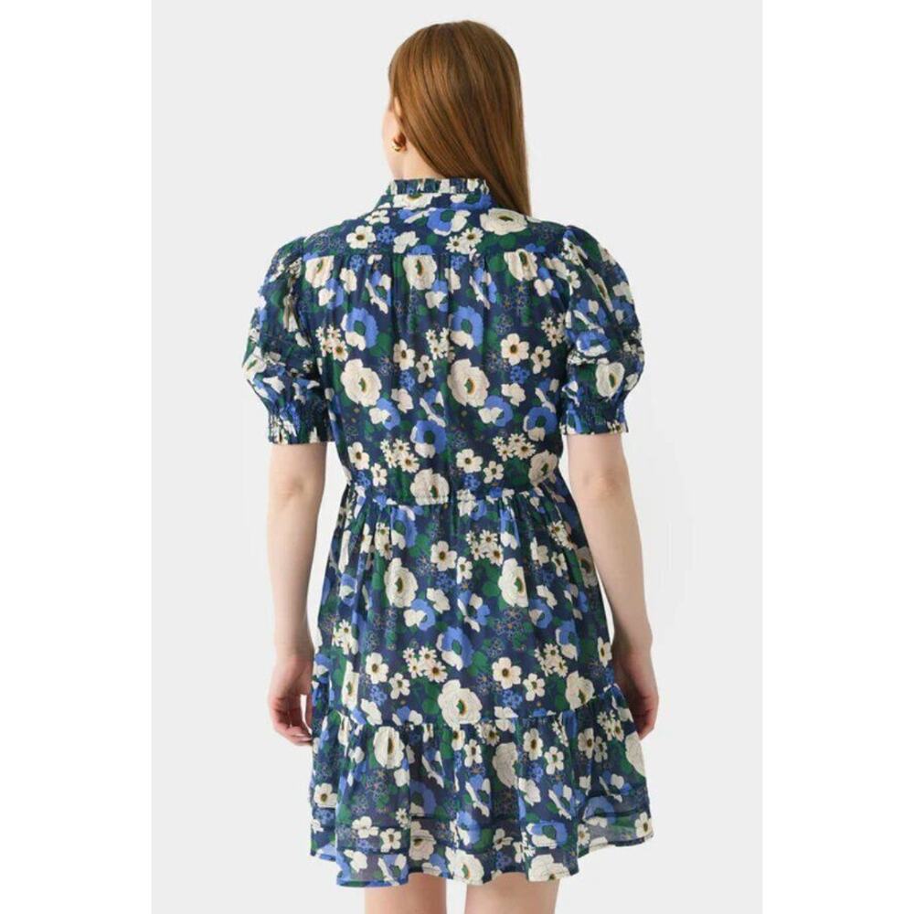 Trovata Blue Floral Mini Dress with White & Green Accents - Picture 13 of 14